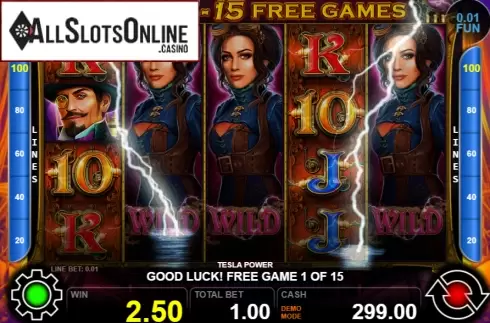 Win screen 3. Tesla Power from Casino Technology
