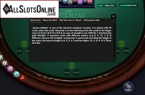 Rules. Texas Holdem (Smartsoft Gaming) from Smartsoft Gaming