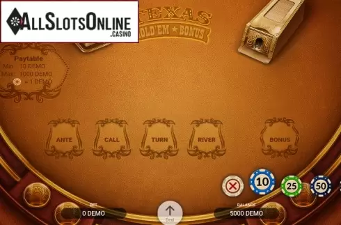 Game screen. Texas Holdem Bonus from Evoplay Entertainment