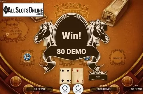 Win screen 1. Texas Holdem Bonus from Evoplay Entertainment