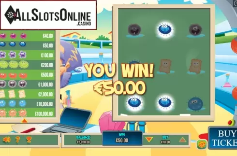 Win Screen. The Alchemist Scratch from Pariplay