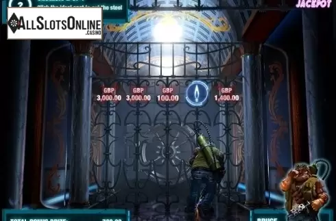Bonus game screen. The Casino Job Jackpot from SUNFOX Games