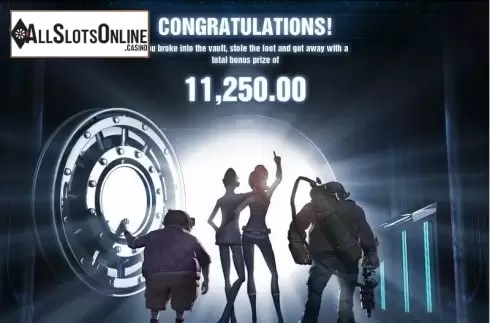 Bonus game total win screen. The Casino Job Jackpot from SUNFOX Games