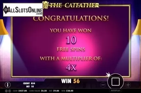 Free spins screen 1. The Catfather from Pragmatic Play