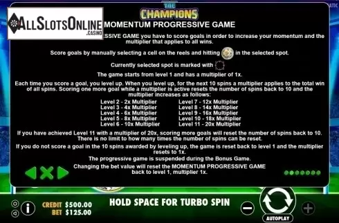 Momentum progressive game. The Champions from Pragmatic Play