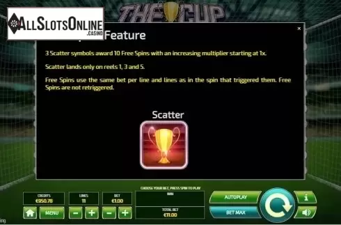 Paytable 1. The Cup from Tom Horn Gaming