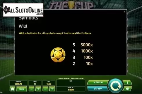 Paytable 3. The Cup from Tom Horn Gaming