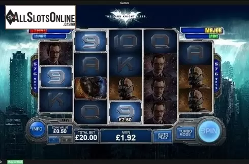 Game workflow 3. The Dark Knight Rises (Playtech) from Playtech