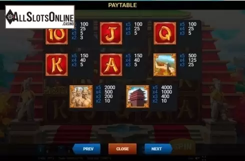 Paytable 1. The Emperor's Tomb from Evoplay Entertainment