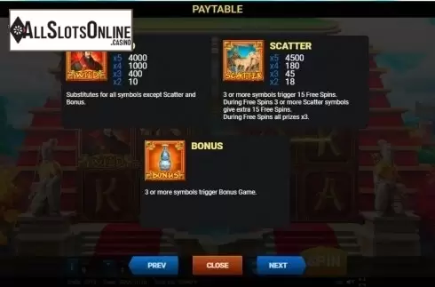 Paytable 2. The Emperor's Tomb from Evoplay Entertainment