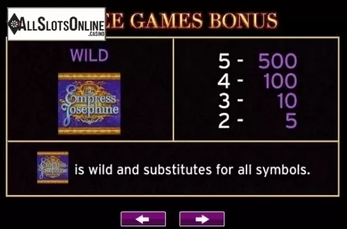 Paytable 1. The Empress Josephine from High 5 Games