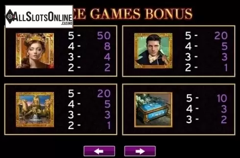 Paytable 2. The Empress Josephine from High 5 Games