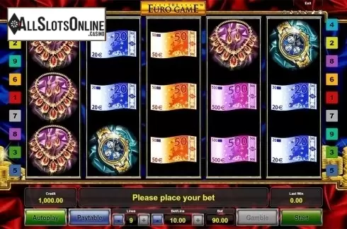 Reels screen. The Euro Game from Novomatic