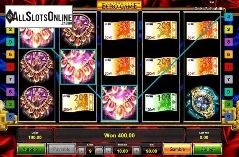 Win screen 2. The Euro Game from Novomatic