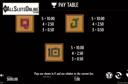 Paytable 6. The Falcon Huntress from Thunderkick