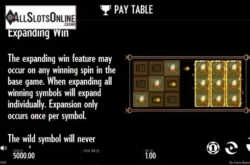Paytable 3. The Falcon Huntress from Thunderkick
