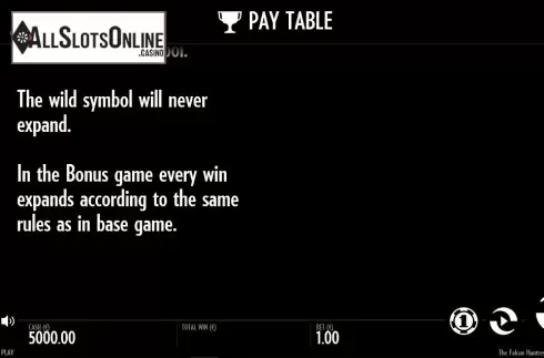 Paytable 4. The Falcon Huntress from Thunderkick