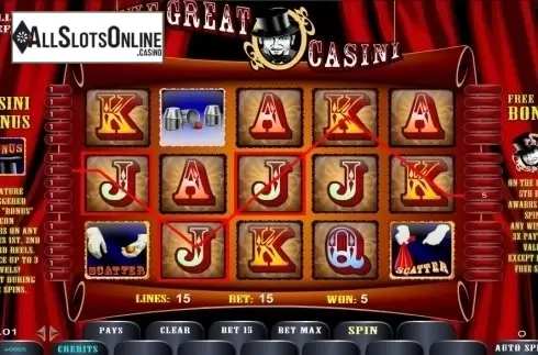 Win Screen 2. The Great Casini from TOP TREND GAMING