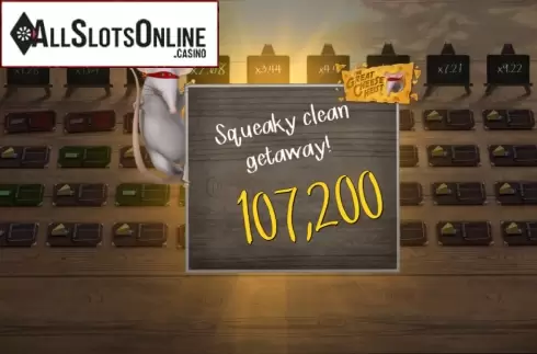 Win Screen. The Great Cheese Heist from FunFair