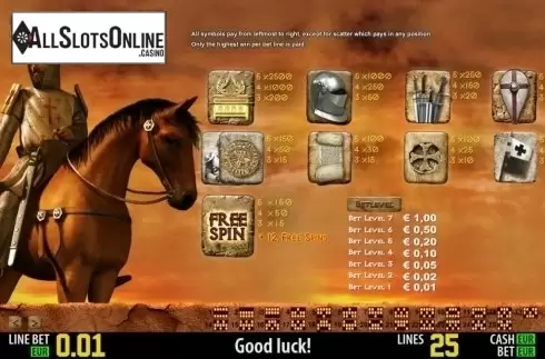 Paytable 1. The Last Crusade HD from World Match