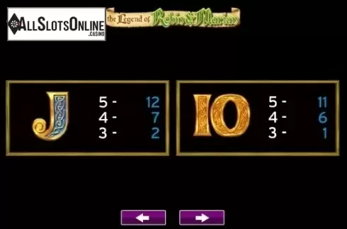 Paytable 3. The Legend Of Robin And Marian from High 5 Games