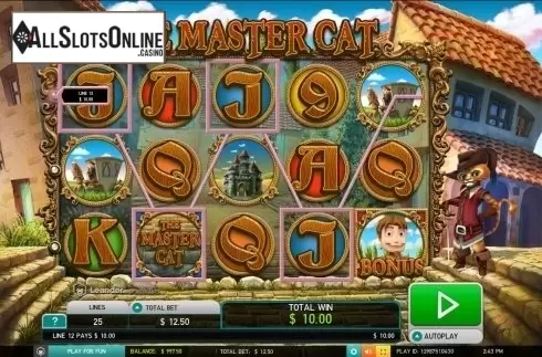 Wild win screen. The Master Cat (Leander) from Leander Games