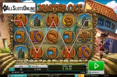Win screen. The Master Cat (Leander) from Leander Games