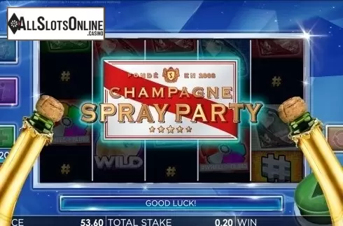 Champagne Spray Party screen. The Only Way is Essex from Storm Gaming