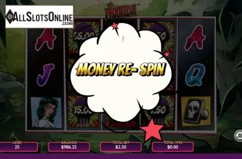 Win re-spin screen. The Phantom from Vibra Gaming