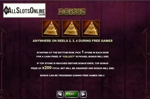 Paytable 2. The Pyramid of Ramesses (Playtech) from Playtech