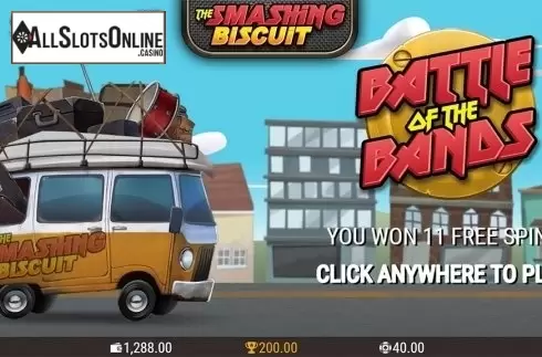 Free spins intro screen. The Smashing Biscuit from PearFiction