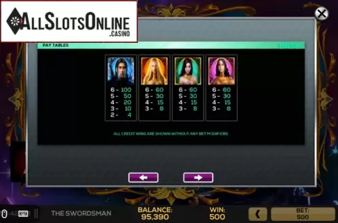 Pay Tables 1. The Swordsman from High 5 Games