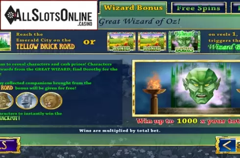 Screen5. The Winnings of Oz from Playtech
