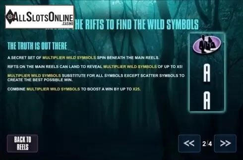 Paytable. The X-Files from Playtech