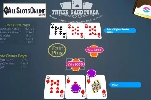 Win screen 3. Three Card Poker (FunFair) from FunFair