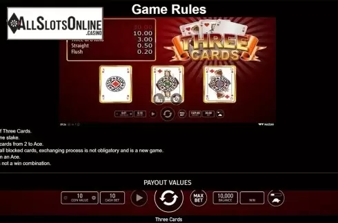 Paytable . Three Cards Poker (Wazdan) from Wazdan