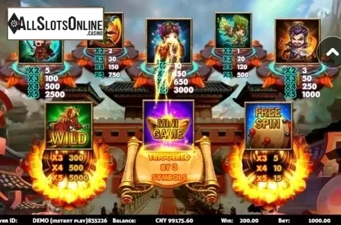 Paytable. Three Kingdoms (Triple Profits Games) from Triple Profits Games