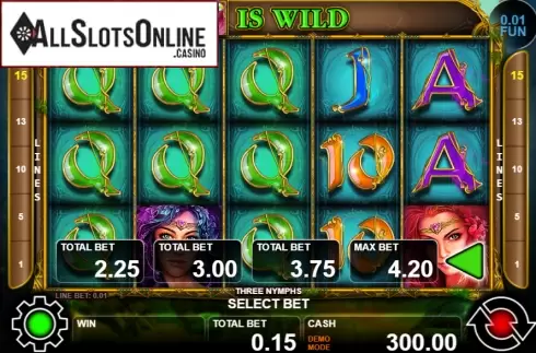Reel screen. Three Nymphs from Casino Technology