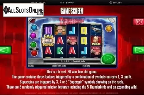 Game Screen. Thunderbirds (Storm Gaming) from Storm Gaming