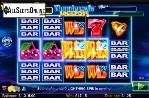 Wild Multiplier Win screen. Thunderspin Jackpots from NextGen
