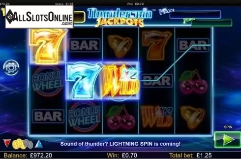 Wild Win screen. Thunderspin Jackpots from NextGen