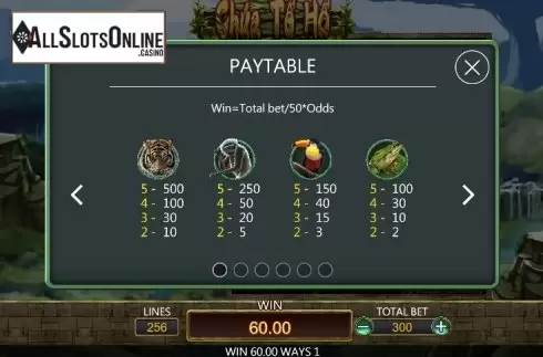 Paytable 1. Tiger Lord from Dragoon Soft