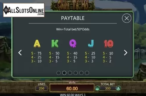 Paytable 2. Tiger Lord from Dragoon Soft