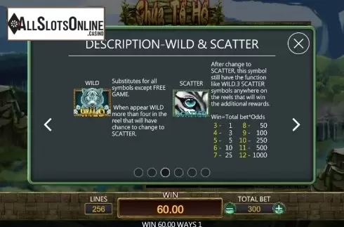 Paytable 3. Tiger Lord from Dragoon Soft