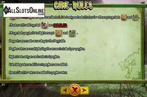 Paytable 2. Tiger Slayer from TOP TREND GAMING