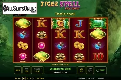 Win Screen 2. Tiger Spell Xtra Choice from High Flyer Games