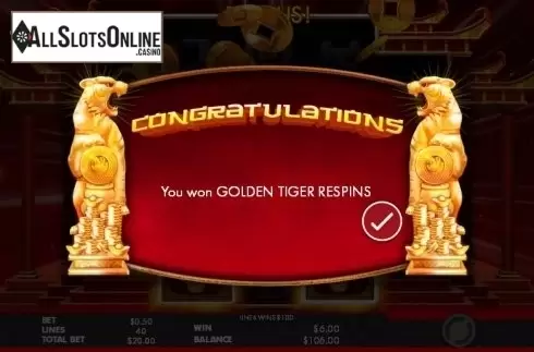 Golden Tiger Respins screen 3. Tiger Temple from Genesis