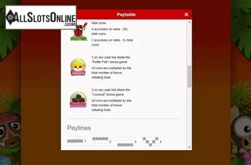 Paytable 3. Tiki Island (Gamesys) from Roxor Gaming