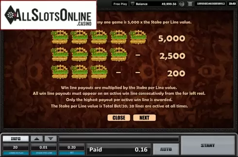 Paytable 1. Time is money from Realistic