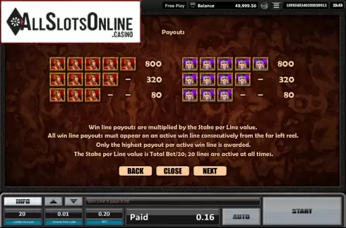 Paytable 2. Time is money from Realistic